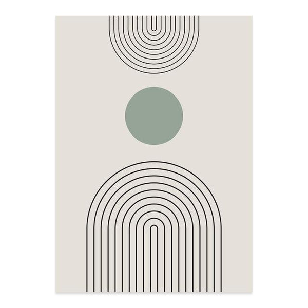 Abstracte Groene en Beige Lijntekening Kunst op Canvas - Modern Minimalistisch Wanddecor voor Elke Ruimte