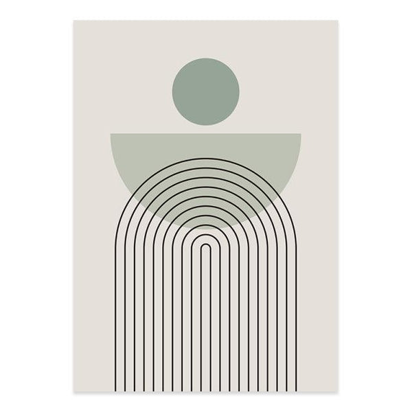 Abstracte Groene en Beige Lijntekening Kunst op Canvas - Modern Minimalistisch Wanddecor voor Elke Ruimte