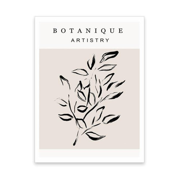 Boho Botanische Bladeren Canvas - Abstracte Wanddecoratie