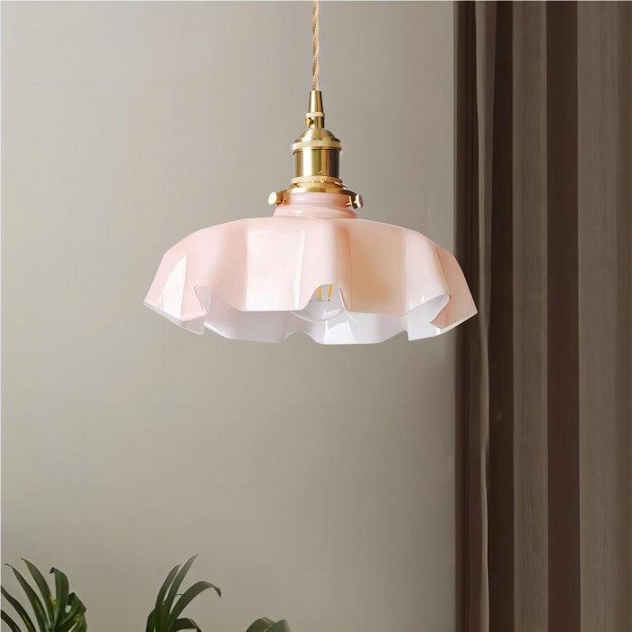 Floral Retro Glas Hanglamp – Vintage Elegant met Tijdloze Charme