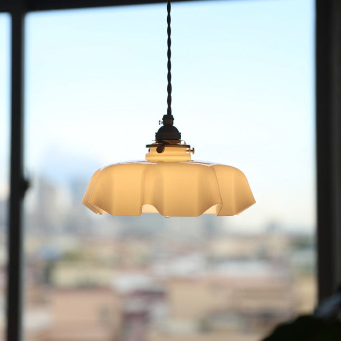 Floral Retro Glas Hanglamp – Vintage Elegant met Tijdloze Charme