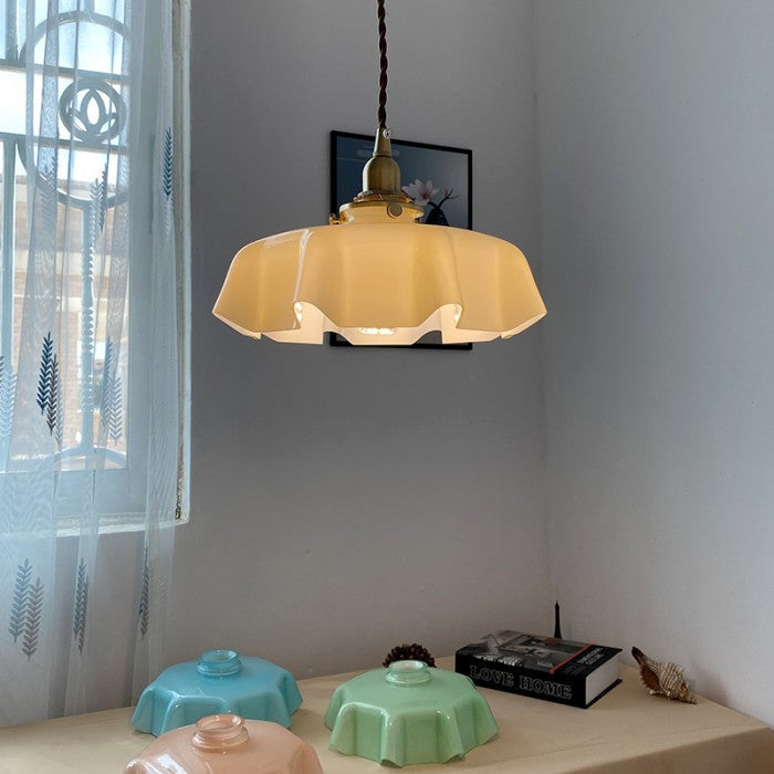 Floral Retro Glas Hanglamp – Vintage Elegant met Tijdloze Charme
