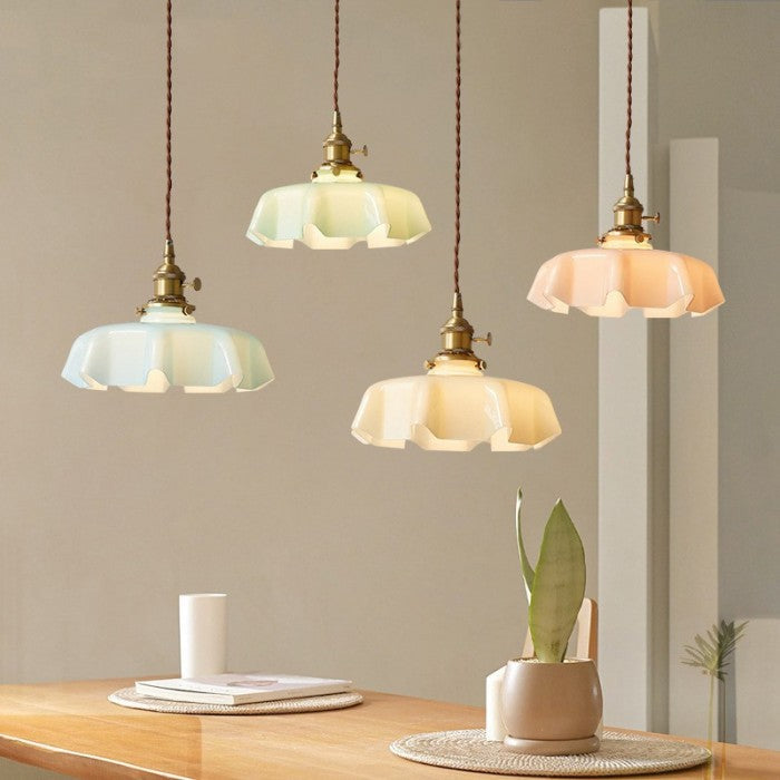 Floral Retro Glas Hanglamp – Vintage Elegant met Tijdloze Charme