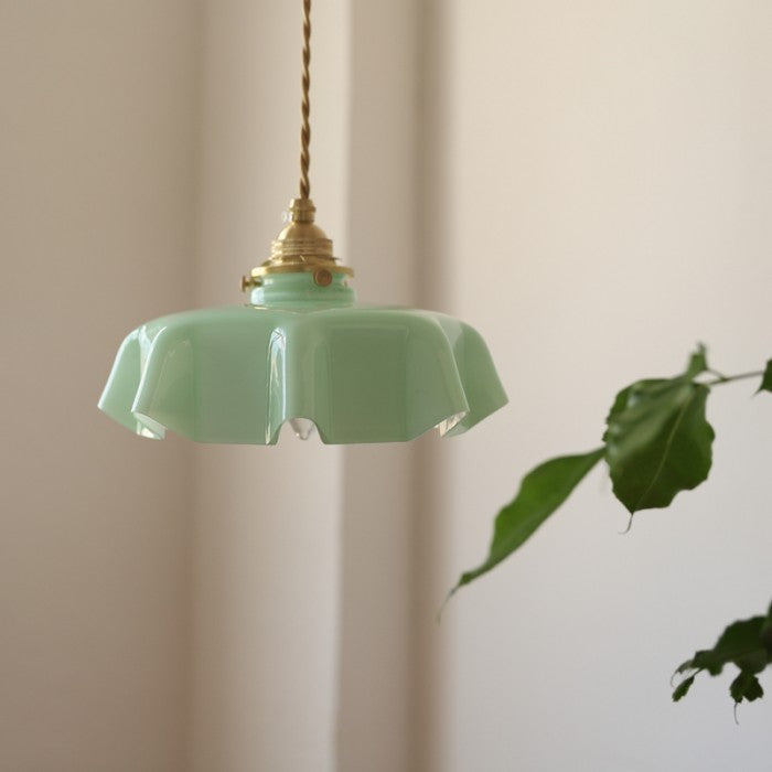 Floral Retro Glas Hanglamp – Vintage Elegant met Tijdloze Charme