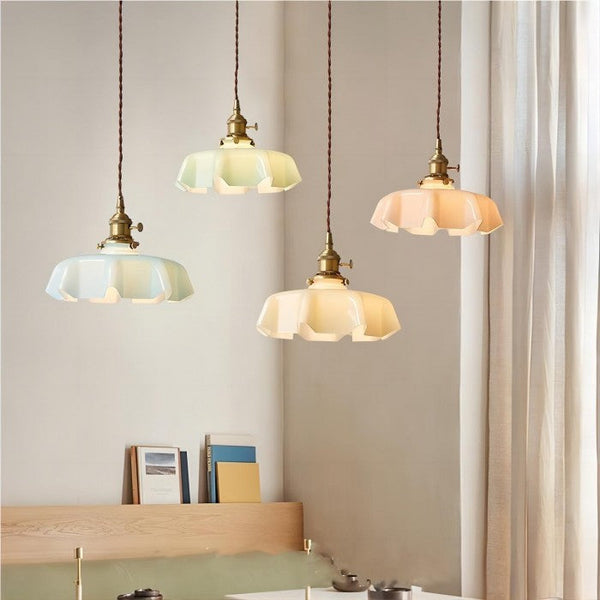 Floral Retro Glas Hanglamp – Vintage Elegant met Tijdloze Charme