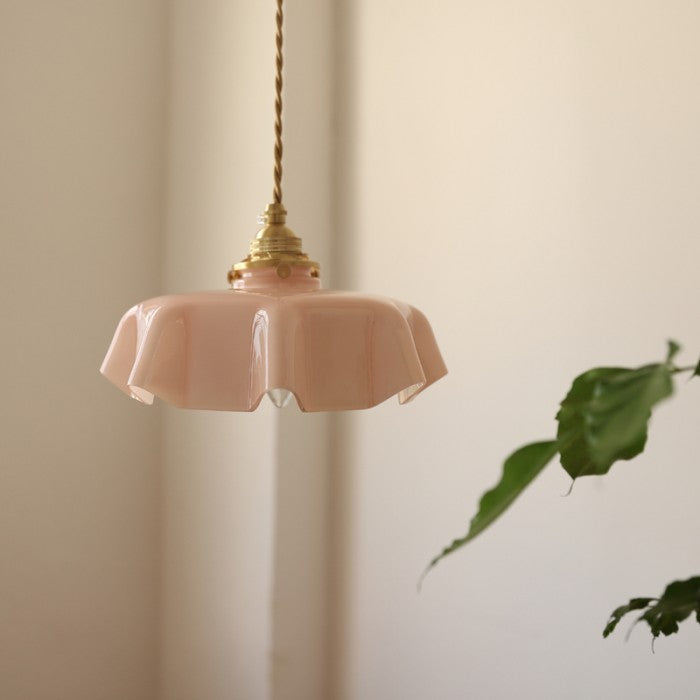 Floral Retro Glas Hanglamp – Vintage Elegant met Tijdloze Charme