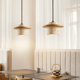 Hanglamp – Travertin & Hout | Retro Stijl | LED Geschikt