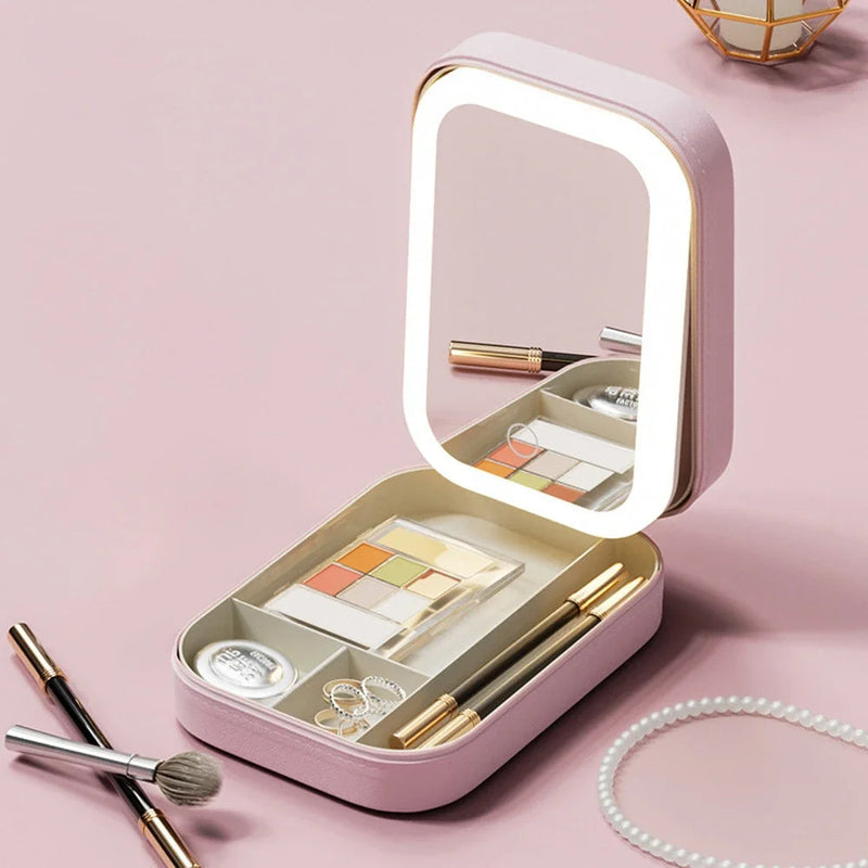 Compacte verlichte make-up organizer voor onderweg - Liora