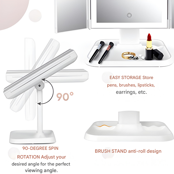 LED Make-up Spiegel met Drievoudige Verlichting - Clara