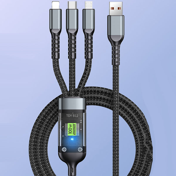 🔥3-in-1 100W Transparant Snelladerkabel