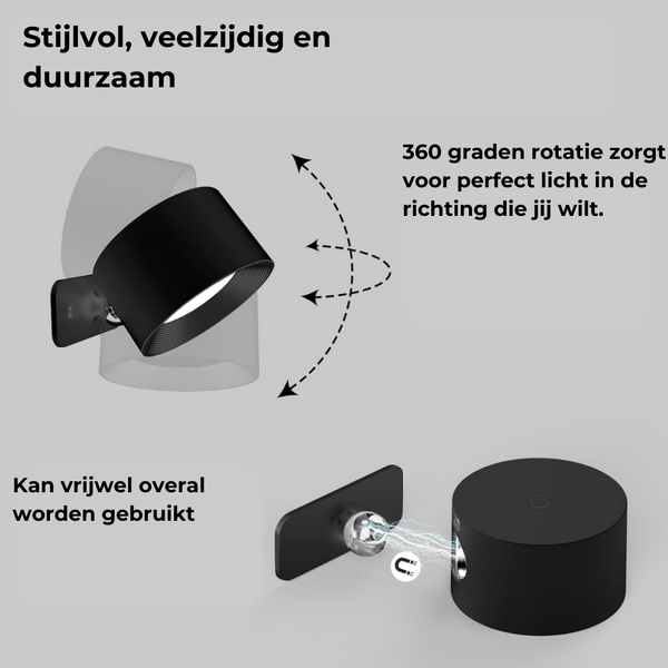 Draadloze 360° Oplaadbare LED Wandlamp