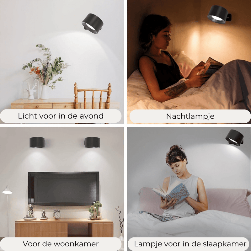 Draadloze 360° Oplaadbare LED Wandlamp