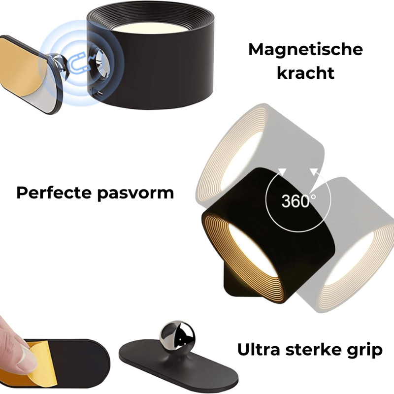 Draadloze 360° Oplaadbare LED Wandlamp