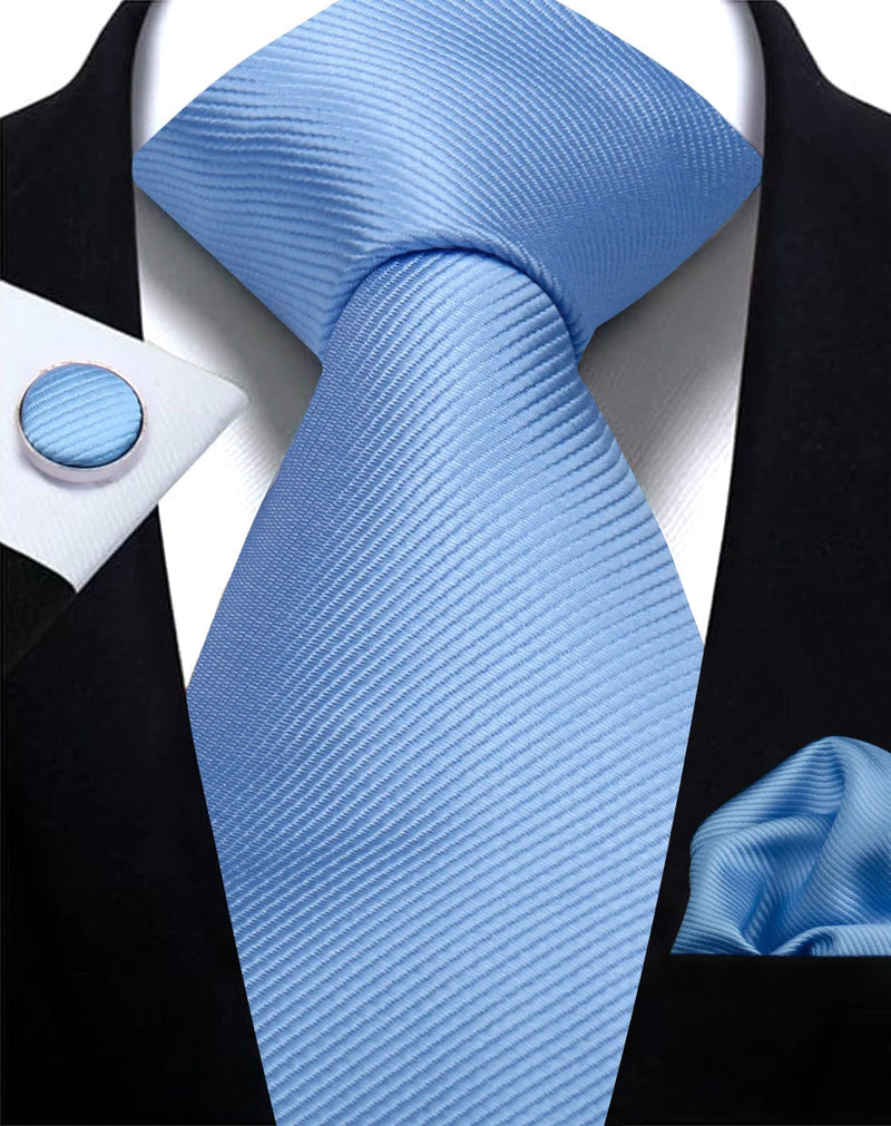 Classic Solid Color Tie Set – Elegante Mannenstrik met Manchetknopen voor Bruiloften en Zakelijke Gelegenheden