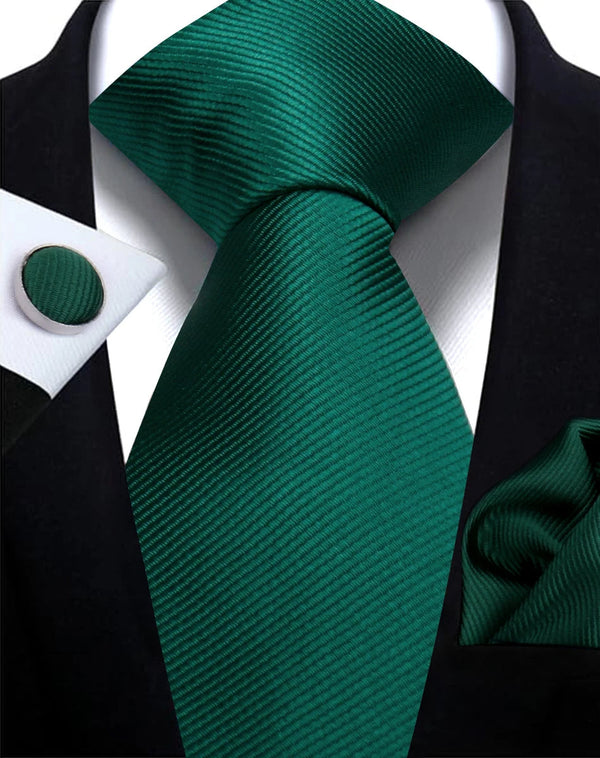 Classic Solid Color Tie Set – Elegante Mannenstrik met Manchetknopen voor Bruiloften en Zakelijke Gelegenheden