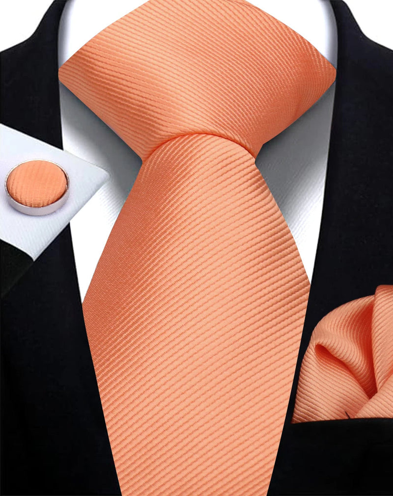 Classic Solid Color Tie Set – Elegante Mannenstrik met Manchetknopen voor Bruiloften en Zakelijke Gelegenheden