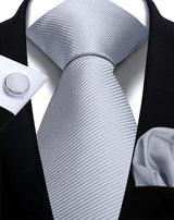Classic Solid Color Tie Set – Elegante Mannenstrik met Manchetknopen voor Bruiloften en Zakelijke Gelegenheden