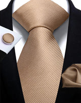 Classic Solid Color Tie Set – Elegante Mannenstrik met Manchetknopen voor Bruiloften en Zakelijke Gelegenheden