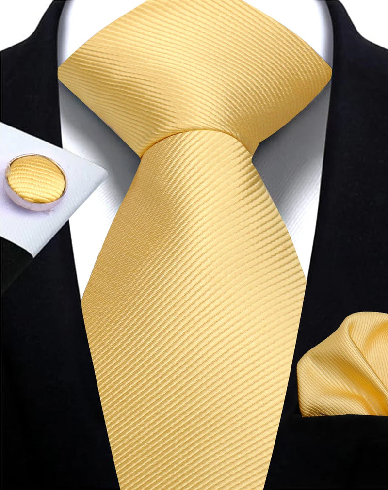 Classic Solid Color Tie Set – Elegante Mannenstrik met Manchetknopen voor Bruiloften en Zakelijke Gelegenheden