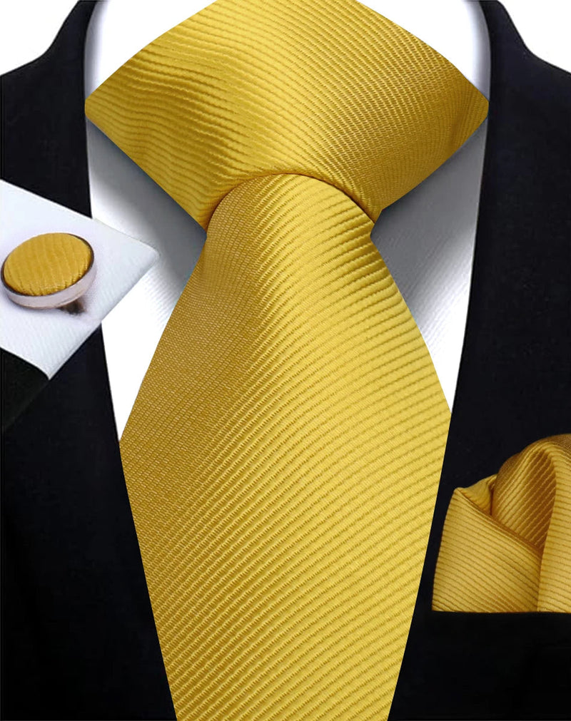 Classic Solid Color Tie Set – Elegante Mannenstrik met Manchetknopen voor Bruiloften en Zakelijke Gelegenheden