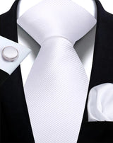 Classic Solid Color Tie Set – Elegante Mannenstrik met Manchetknopen voor Bruiloften en Zakelijke Gelegenheden