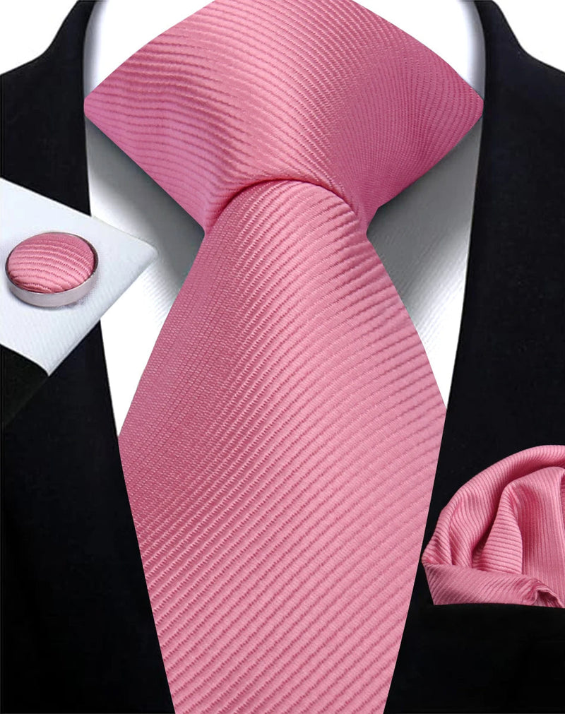 Classic Solid Color Tie Set – Elegante Mannenstrik met Manchetknopen voor Bruiloften en Zakelijke Gelegenheden