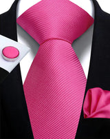 Classic Solid Color Tie Set – Elegante Mannenstrik met Manchetknopen voor Bruiloften en Zakelijke Gelegenheden