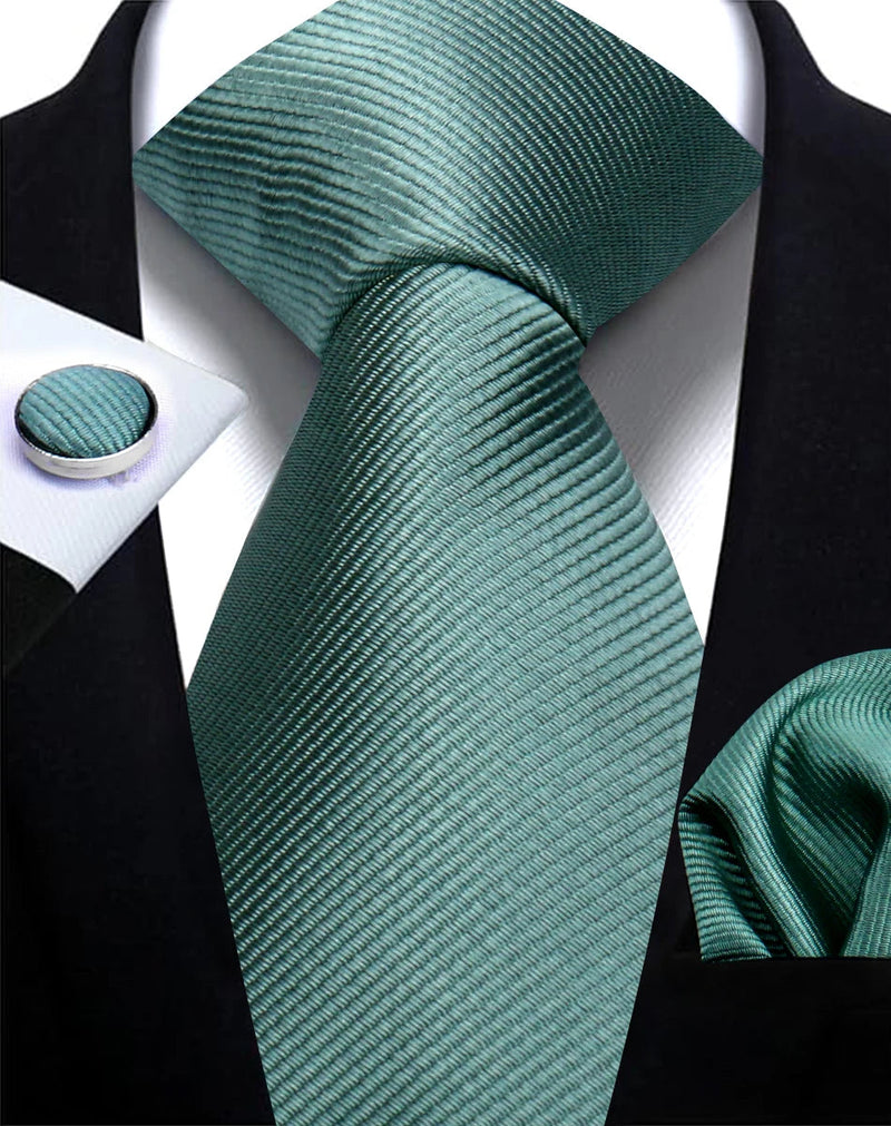 Classic Solid Color Tie Set – Elegante Mannenstrik met Manchetknopen voor Bruiloften en Zakelijke Gelegenheden