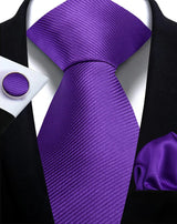 Classic Solid Color Tie Set – Elegante Mannenstrik met Manchetknopen voor Bruiloften en Zakelijke Gelegenheden