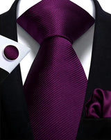 Classic Solid Color Tie Set – Elegante Mannenstrik met Manchetknopen voor Bruiloften en Zakelijke Gelegenheden