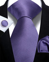 Classic Solid Color Tie Set – Elegante Mannenstrik met Manchetknopen voor Bruiloften en Zakelijke Gelegenheden