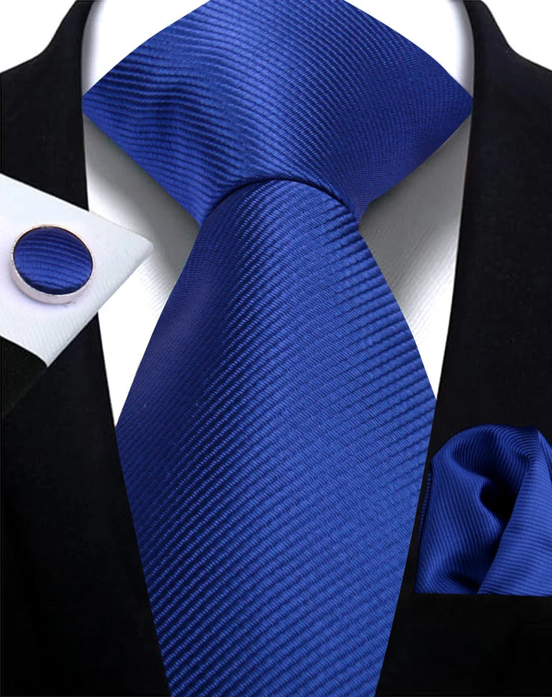 Classic Solid Color Tie Set – Elegante Mannenstrik met Manchetknopen voor Bruiloften en Zakelijke Gelegenheden
