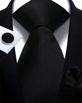 Classic Solid Color Tie Set – Elegante Mannenstrik met Manchetknopen voor Bruiloften en Zakelijke Gelegenheden