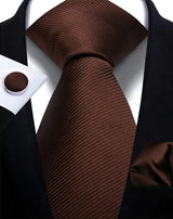 Classic Solid Color Tie Set – Elegante Mannenstrik met Manchetknopen voor Bruiloften en Zakelijke Gelegenheden