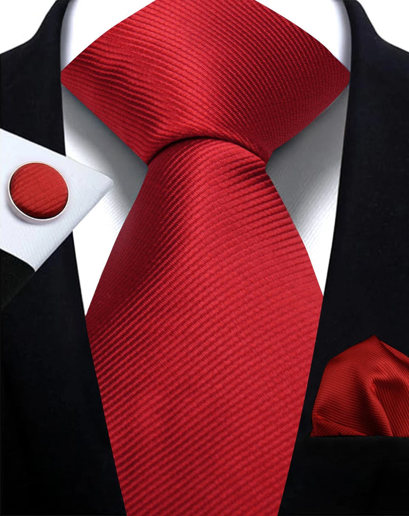 Classic Solid Color Tie Set – Elegante Mannenstrik met Manchetknopen voor Bruiloften en Zakelijke Gelegenheden