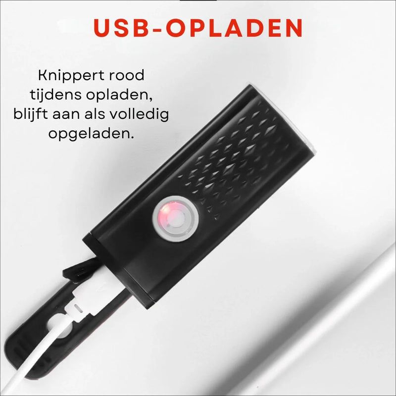 VoltBeam USB Fietslicht Set – Veiligheid en Gemak met Oplaadbare Batterijen