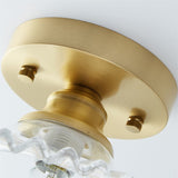 Geribbelde Glazen Plafondlamp – Vintage Bloemige Semi-Flush Mount Lamp