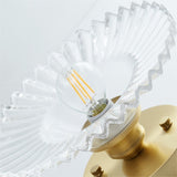 Geribbelde Glazen Plafondlamp – Vintage Bloemige Semi-Flush Mount Lamp
