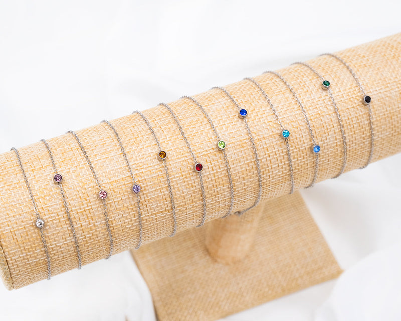 Ronde Edelsteen-Geboortesteen-Armband