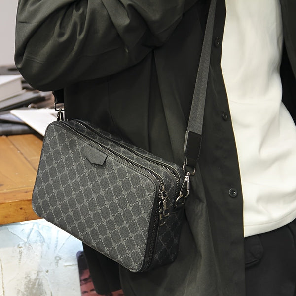 Heren Crossbody Tas | Streetstyle | Gecheckt Design | Zwart