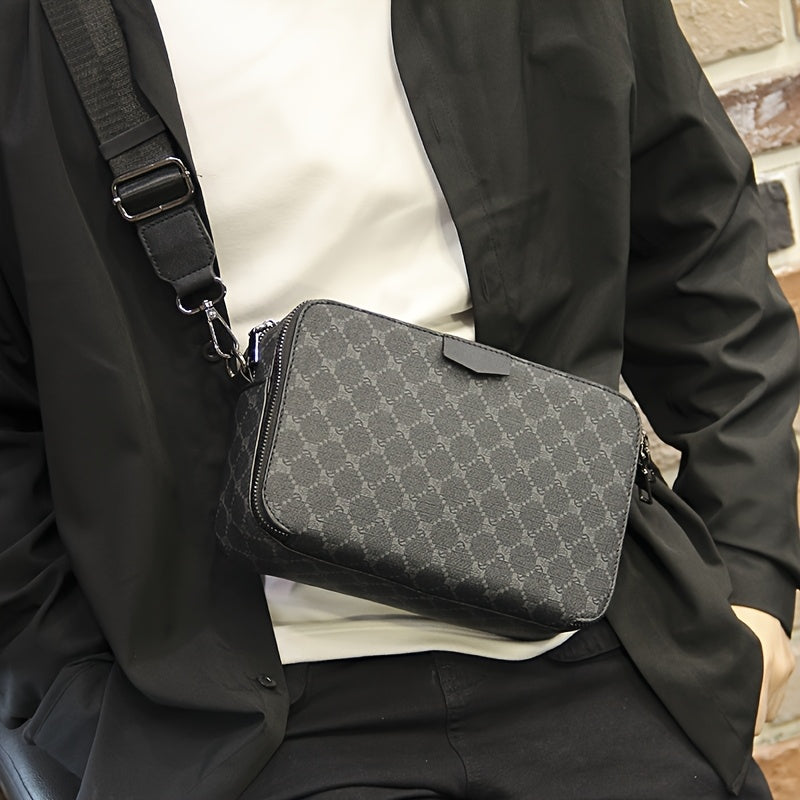 Heren Crossbody Tas | Streetstyle | Gecheckt Design | Zwart