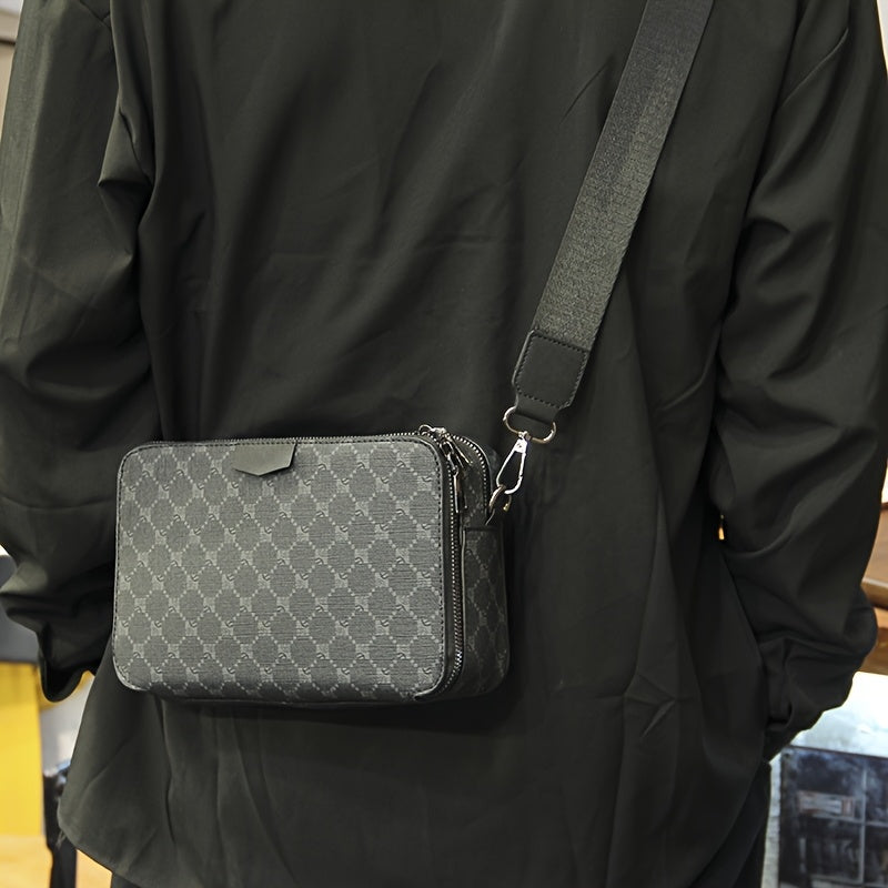 Heren Crossbody Tas | Streetstyle | Gecheckt Design | Zwart