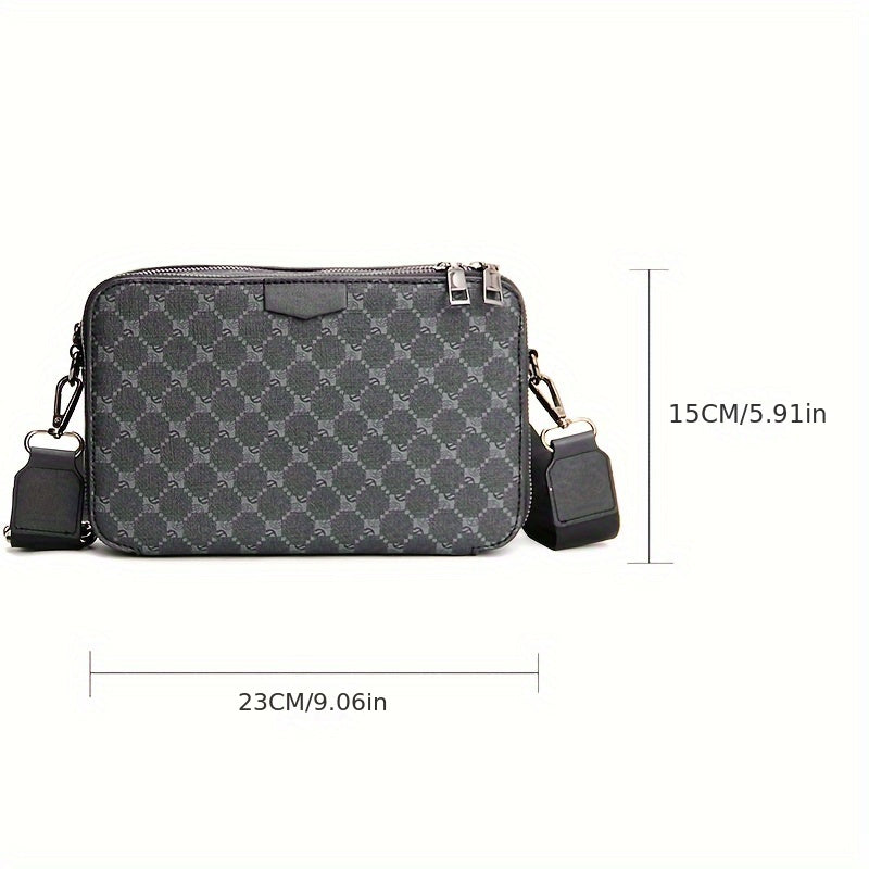 Heren Crossbody Tas | Streetstyle | Gecheckt Design | Zwart